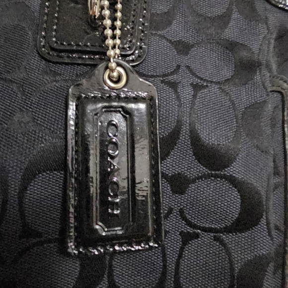 Coach black canvas signature bag. Like new condition. Silk interior beautiful - Picture 5 of 5